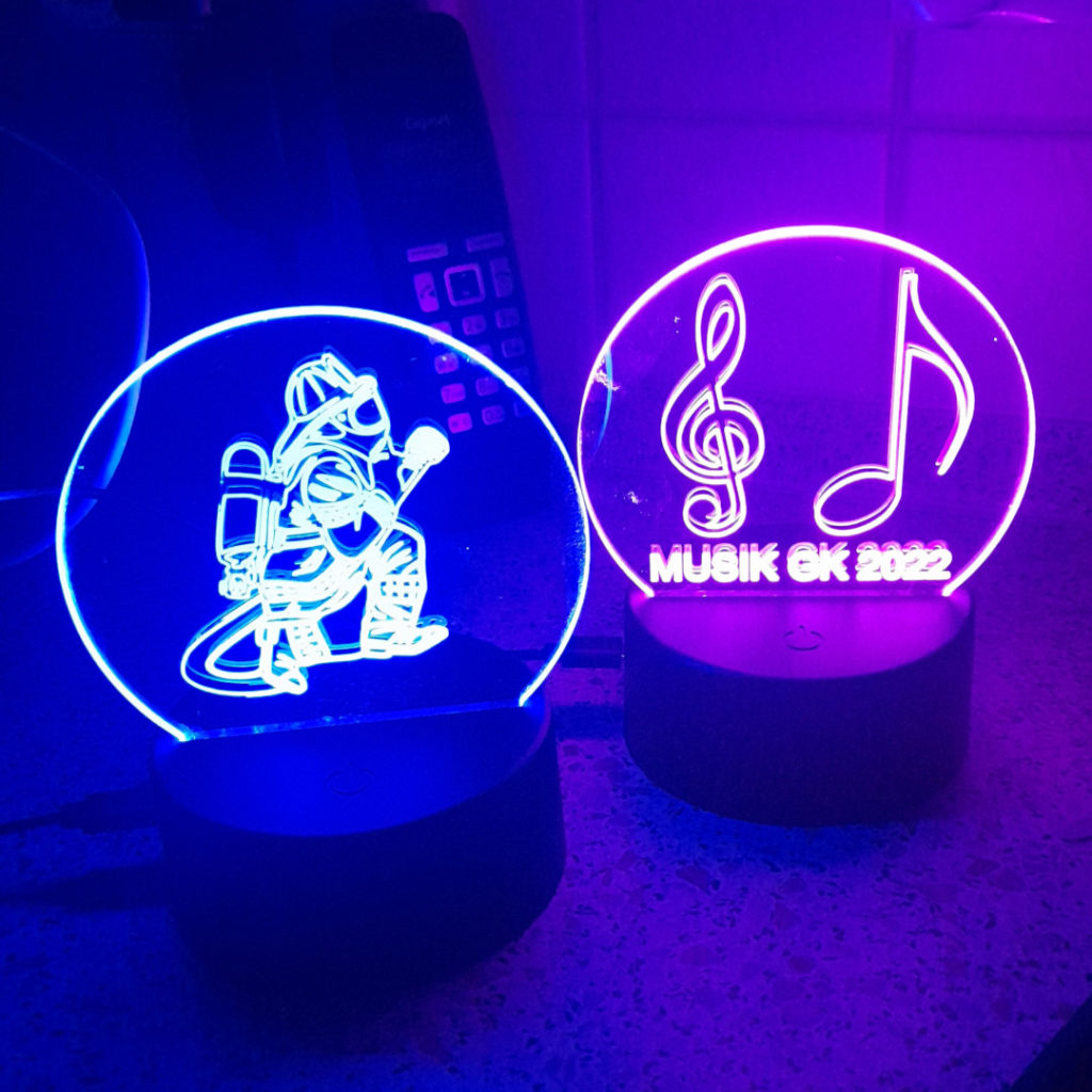 LED Acrylic Lamps - Personalized lamps milled from acrylic sheets